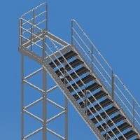 Proteção coletiva para trabalho em altura: escada, passarela e guarda corpo